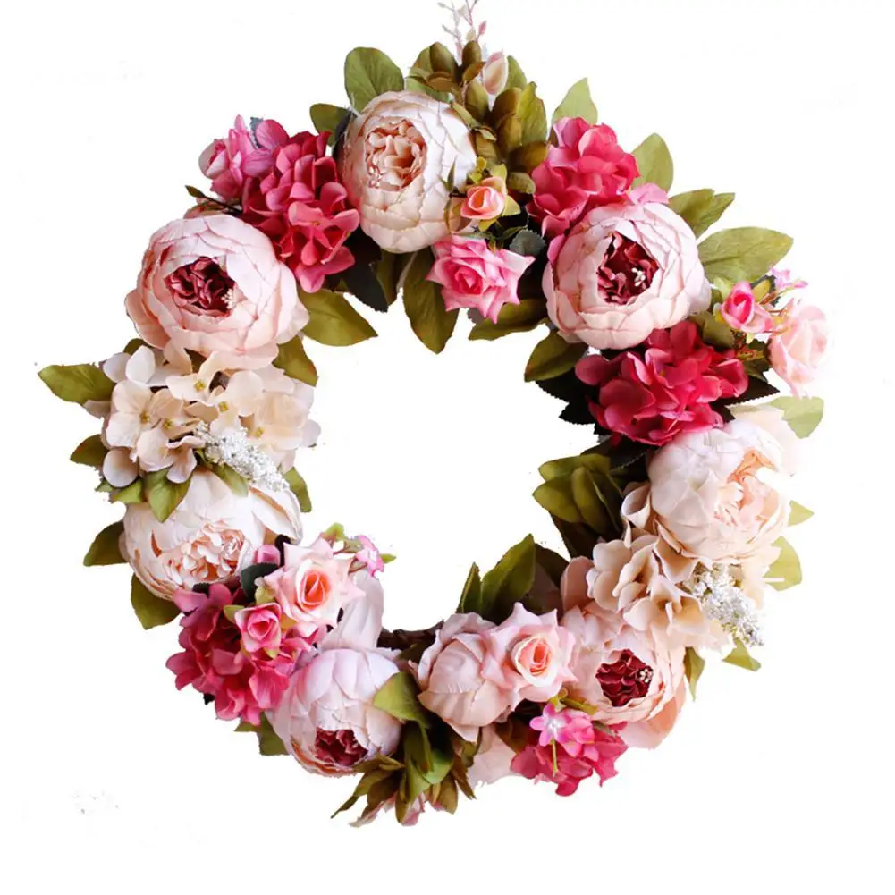 

Adeeing Simulation Peony Wreaths Floral Hoop Garland Wedding Decoration Household Wall Hanging Flowers