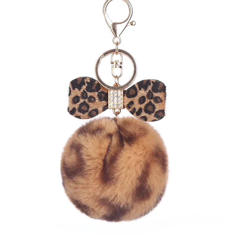 

Fur Key Ring Leopard Bowknot Fur Keychain Bag Chain Rabbit Fur Ball Key Chains