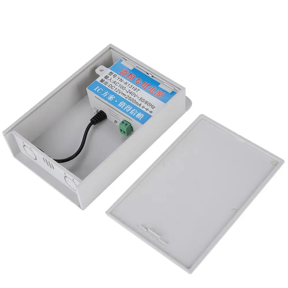 

DC 12V 2.5A Waterproof Camera Power Supply Box PVC Plastic AC100~240V Built-in EMI filter for Security Surveillance Camera