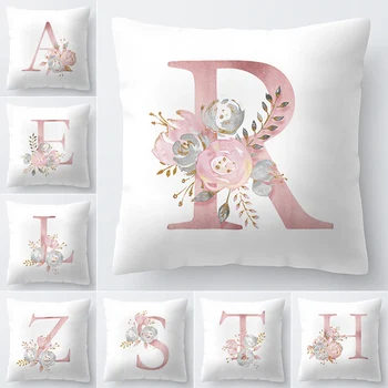 

New Letter Pillow Cover 45x45cm Room English Alphabet For Home goods 1PC Flower Pillowcase Polyester
