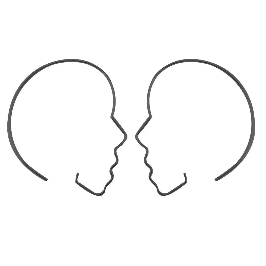 Серебряные повседневные серьги в форме ушей для лица черные выдолбленные кольца