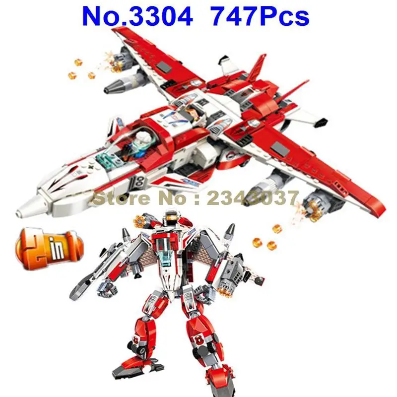 

3304 747pcs Military Transformation Deformation Knight Robot Fighter Enlighten Building Blocks Toy