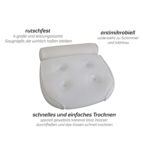 Bathtub Neck Back Premium Waterproof Spa Bath Pillow Non Slip Comfort Bath