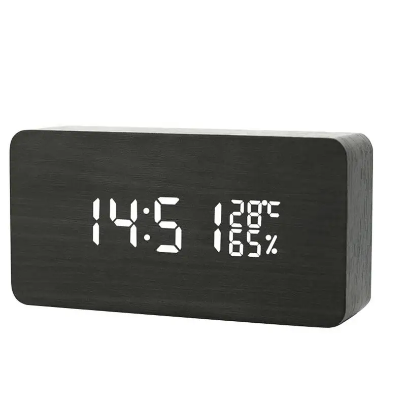 

AUGKUN Modern Wooden LED Alarm Clock Voice Control Temperature Digital Electric Clock Innovative Gift Display Desk Table Clock