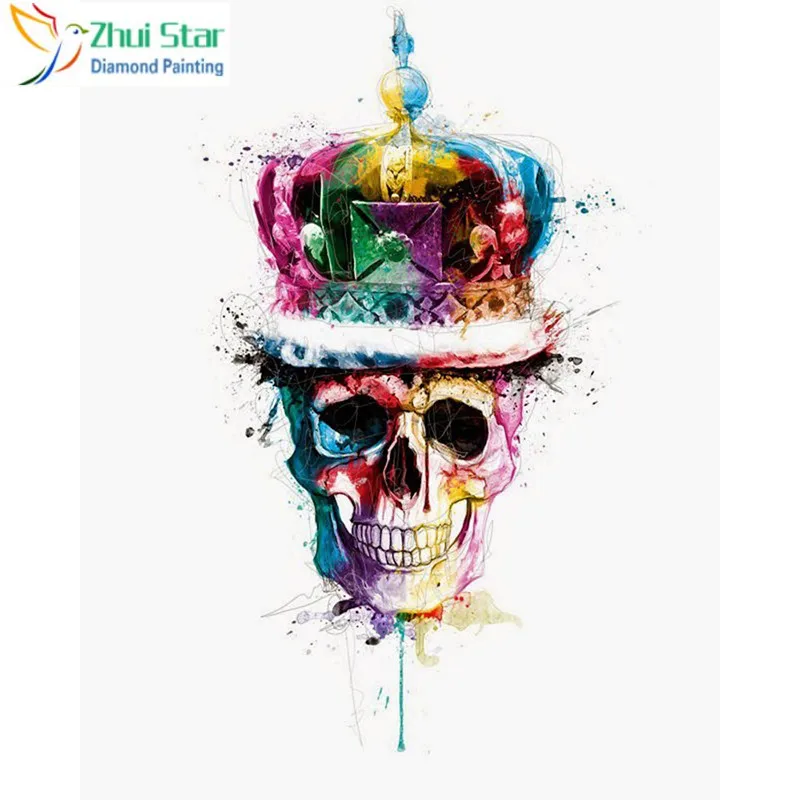 Diamond Painting Skull Colorful Full Drill Diamond Mosaic Picture Of