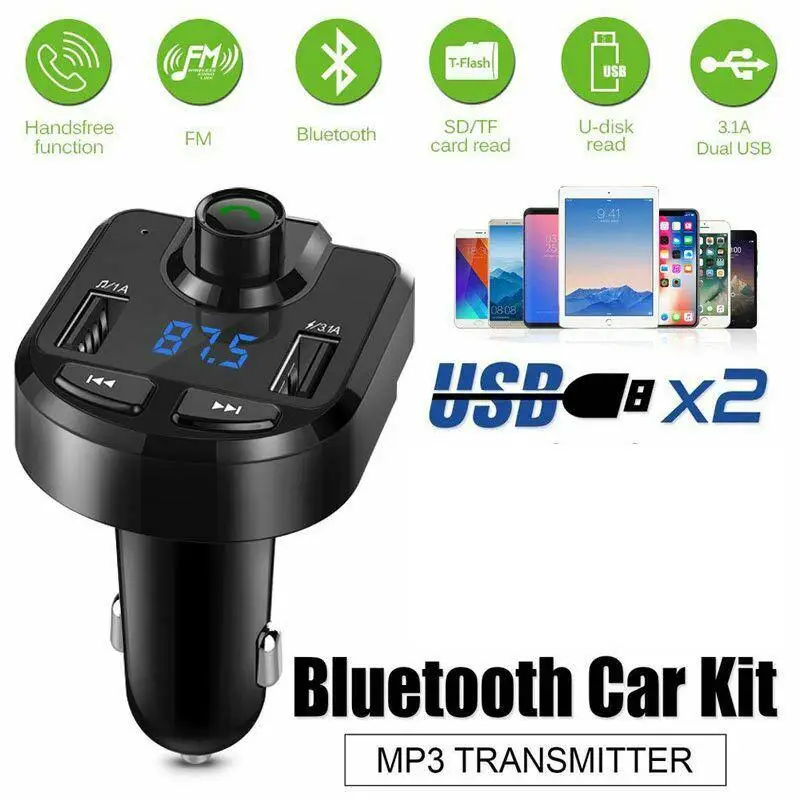 

DSstyles Cigarette Lighter Wireless Bluetooth FM Transmitter LCD MP3 Player and USB Port