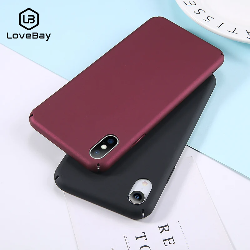 

Lovebay Phone Case For iPhone 6 6s 7 8 Plus X XR XS Max 5 5s SE Wine Red Solid Color Ultra Thin Hard PC For iPhone XS Phone Case