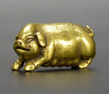 

Chinese old collection handwork bronze Zodiac pig Tea Pet Hand piece statue