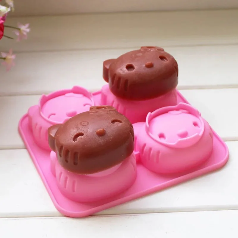 

Silicone Soap Molds Animal Cat Shape Hand Made Ice Cream Mold Silicone Cake Mold 4 Set Of Hello Kitty Cartoon Cat Pudding Mold