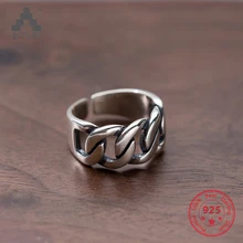 

Korea Hot Style 925 Sterling Silver Simple Retro Vintage Big Charn Open Ring Jewelry for Women Men