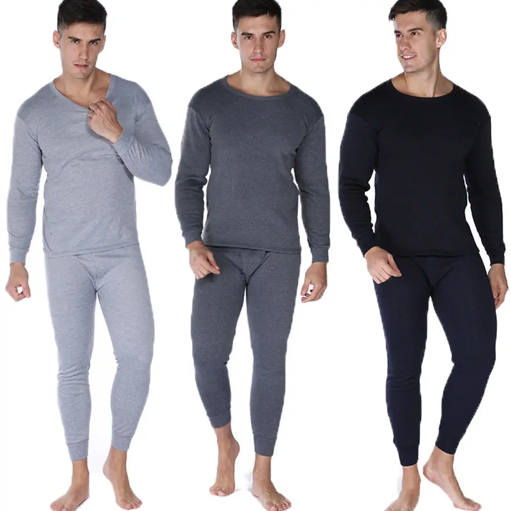 

Thermals Mens 2 pc Long Set Merino Wool Blend Thermal Underwear Black or Beige