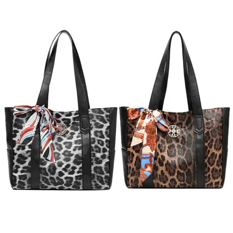 Large Leopard Print Totes Women Handbags Leather Shoulder Messenger Bags High Quality Casual Female Crossbody Bag | Багаж и сумки