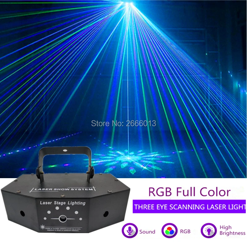 

3 Lens RGB Scanner Laser Light /Sector Laser With Patterns/DJ Party Club Holiday Home Bar Laser Stage Lighting/Laser Show System