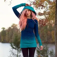 Для женщин осень зима модные личности градиент цвет с капюшоном длинным рукавом тонкий градиент Топы корректирующие пуловер