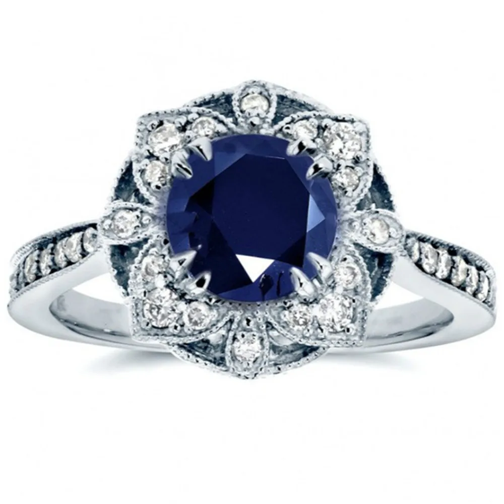 Винтажное кольцо Huitan с синим CZ зубцом, посеребренные женские роскошные ювелирные изделия, специальные свадебные юбилейные кольца для возлюбленной