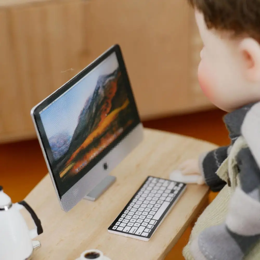 1/12 مقياس Ob 11 كمبيوتر مصغر مجموعات دمية منزل مصغرة اكسسوارات محاكاة أثاث لعبة منزل اللعب لعبة الأطفال هدية