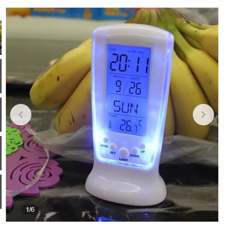 Креативный Цифровой синий световой светодиодный ночной Световой Будильник Музыка Температура Дисплей Календарь настольные часы с режимом включения по таймеру Функция