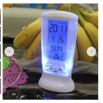 

Creative Digital Blue Luminous LED Night Light Alarm Clock Music Temperature Display Calendar Desktop Clock Snooze Function