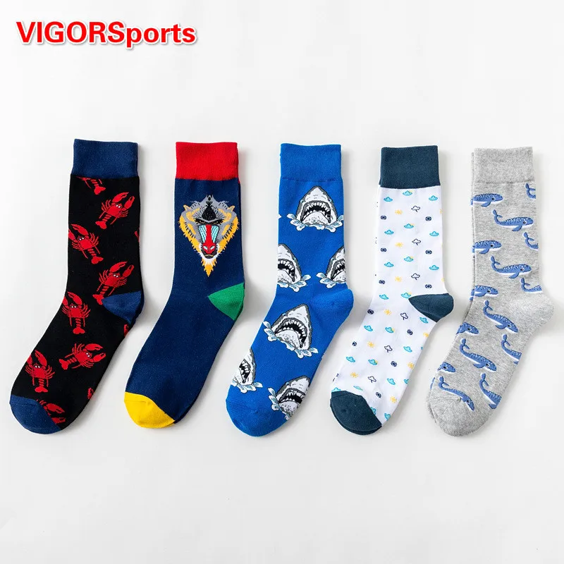 

Fashions Colorful Crayfish Cartoon Knit Cotton Sock Mens Casual Cotton Hip Hop Happy Sports Socks