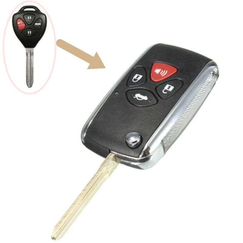 

4 Buttons Flip Folding Remote Key Case Fob Shell For TOYOTA Camry Avalon Corolla