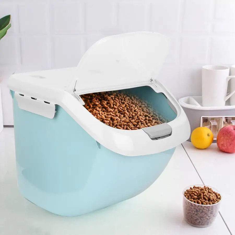

Hign Quality Moistureproof Sealing Cat Dog Food Storage Box Container Bucket with Measuring Cup Pet Dog Cat Food Storage Tools