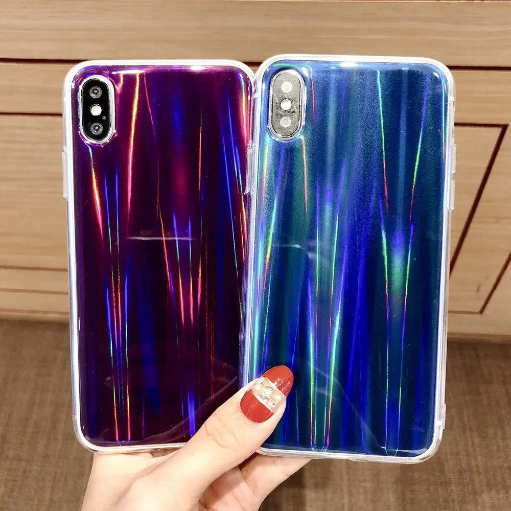 Чехол KISSCASE Aurora Laser для iPhone X XR XS Max 8/8Plus мягкий силиконовый чехол 7 5 6 6S Plus задняя