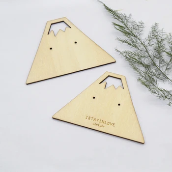 

Laser Cut Wooden Mountain Earring Cards Stud Earrings Displays Your Logo Holder Stand Jewelry Packaging Tags WTG07