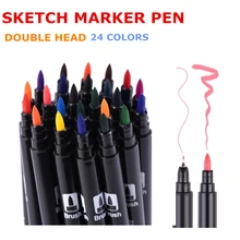 24 цвета, двойная кисть, художественные маркеры, ручка с тонким кончиком и кончиком кисти, отлично подходит для пулевых журналов, взрослых, цветные книги, каллиграфия, надписи