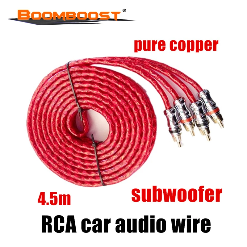 

1 pc High quality for amplifier speaker subwooofer RCA to RCA 4.5m pure copper red car Stereo Audio Cable wire
