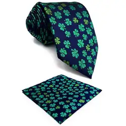 Синий Зеленый Клевер Шелковый Цветочный Мужской галстук свадьба Новинка дизайнерская мода Карманный квадратный X-long