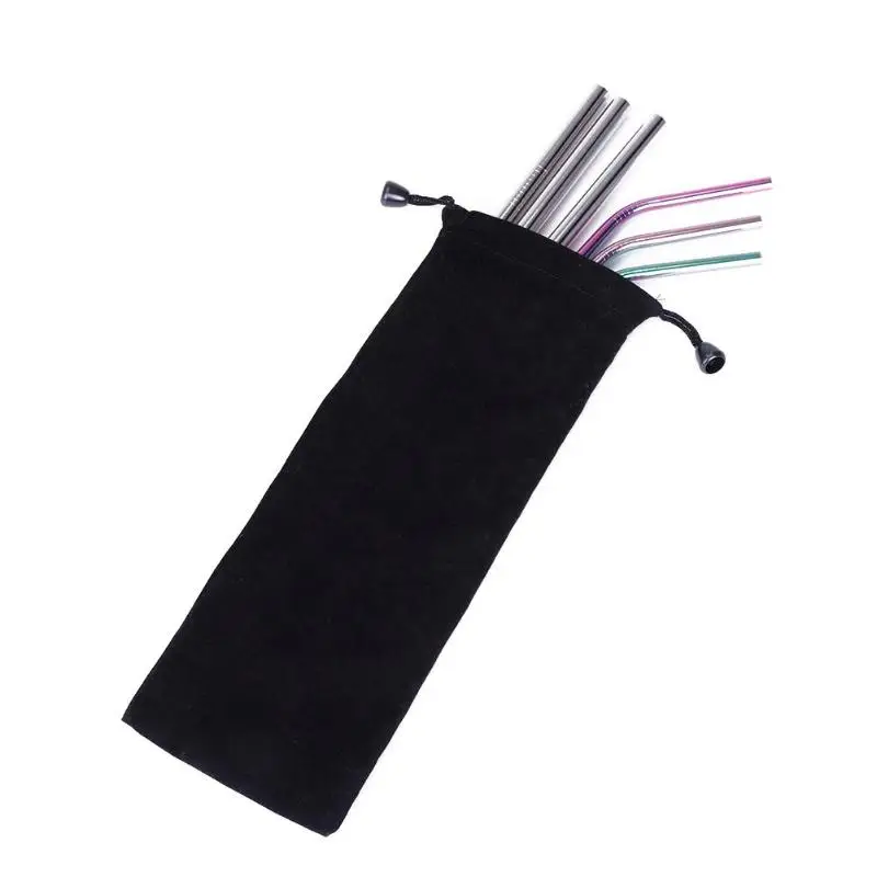 

1pc Reusable Straw Velvet Storage Bag Black Straw Velvet Storage Bag Black Drawstring Pouch Organizer for Straw Glasses Jewelry