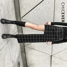 CHICEVER Весенняя винтажная клетчатая юбка для женщин, высокая талия, асимметричный подол, Женская облегающая юбка, корейская модная одежда, новинка