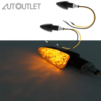 

AUTOUTLET 4Pcs for Motorcycle 15 LED Turn Signal Light High Quality 12 Led Indicator Light Dual Color Blue&Amber Blinker Light