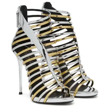 

Summer new Roman high heel women's sandals gold silver hollow style high top open toe high heel sandal