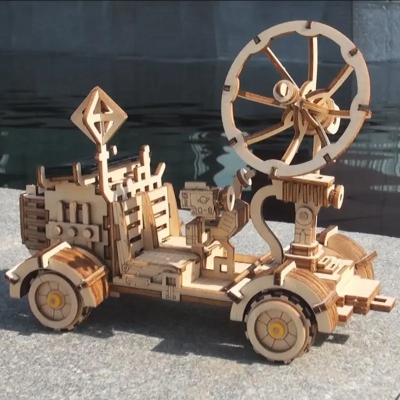 

Robotime Moveable Moon Buggy Solar Energy Toy 3D Diy Cutting Wooden Model Building Kits Gift For Children Adult LS401
