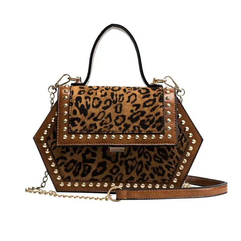 

Sexy Leopard Female Small Tote bag 2018 New Velvet Women's Designer Handbag Rivet Lock Chain Shoulder Messenger bag Z80