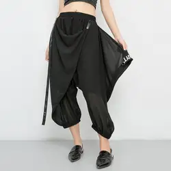 TVVOVVIN 2019 новые летние стили тонкие модные женские туфли одежда с высокой талией Асимметричные Нерегулярные слова ленты брюки для девочек