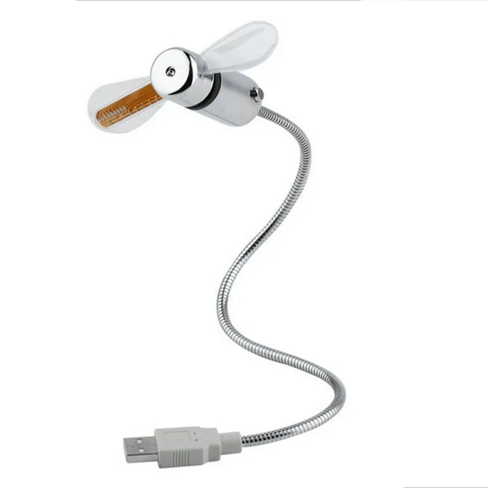 

USB Fan Flexible mini USB LED watch fan with real-time display function for desktop computers and laptops silver