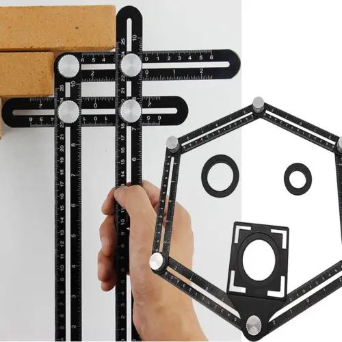 

Multi-Function Ruler Movable 6-Fold 4-Edge Square Multi-Angle Folding Ruler Template Tool