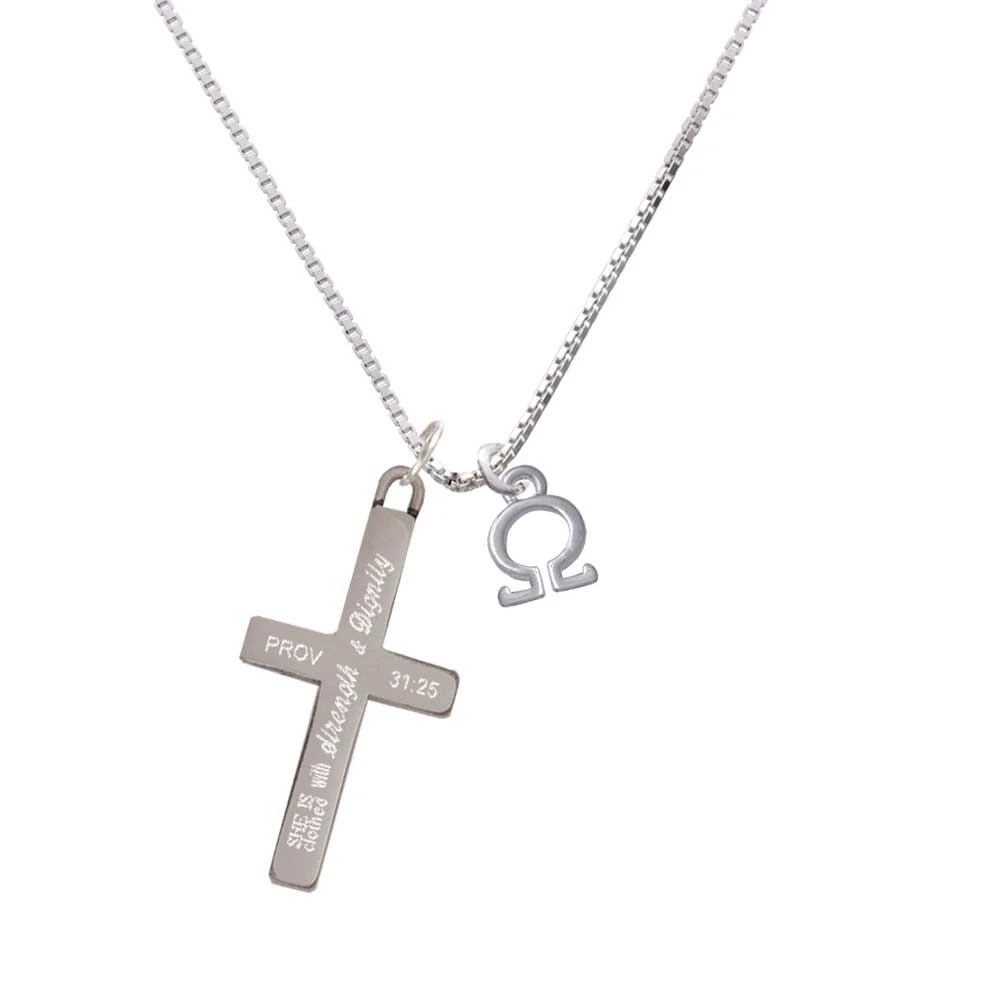 Small Greek Letter - Omega Strength and Dignity Cross Necklace | Украшения и аксессуары