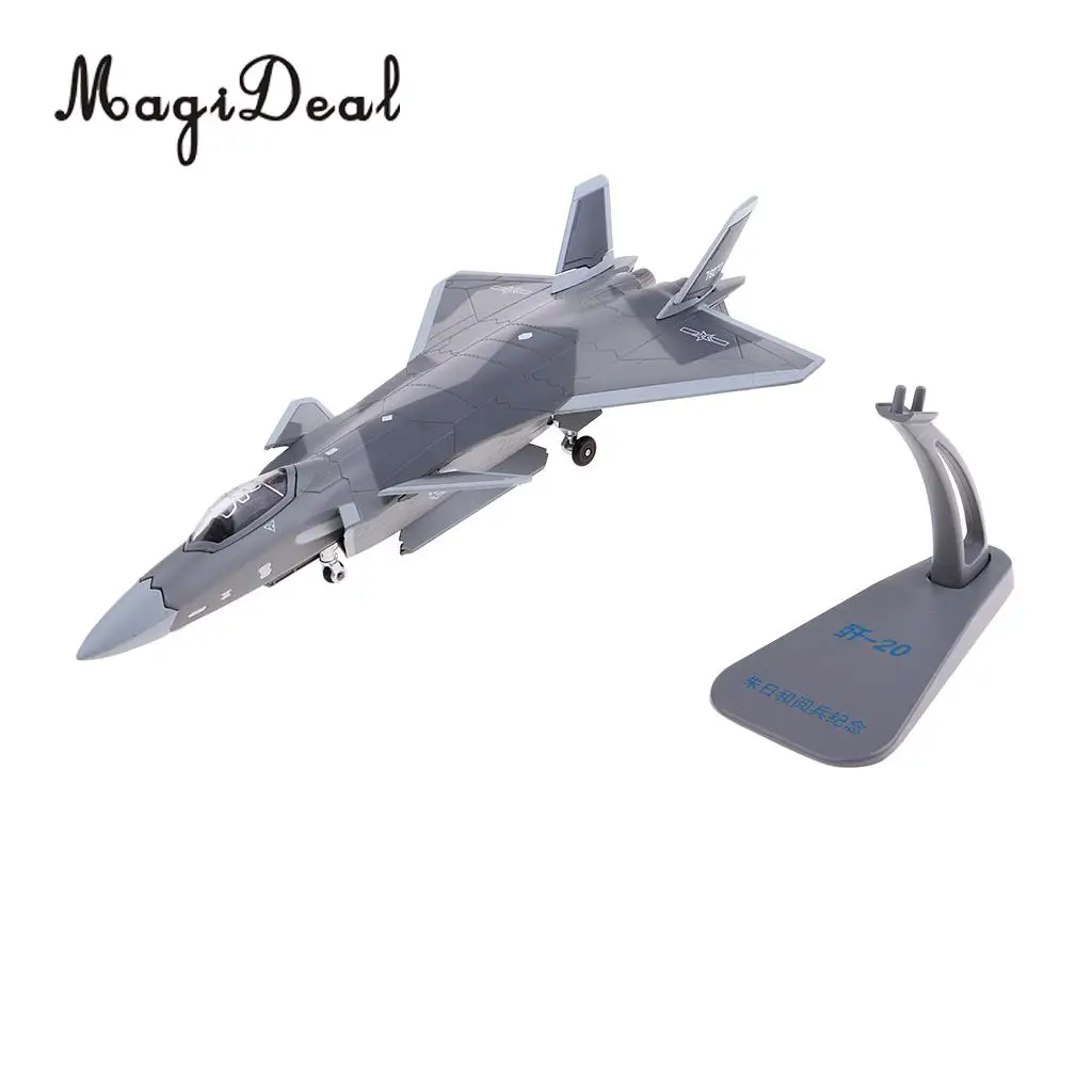 MagiDeal 1:100 Scale Metal China Airforce J-20 X-UFO Fighter Toy Model Airplane Aircrafts with Stand Warplane Ornaments