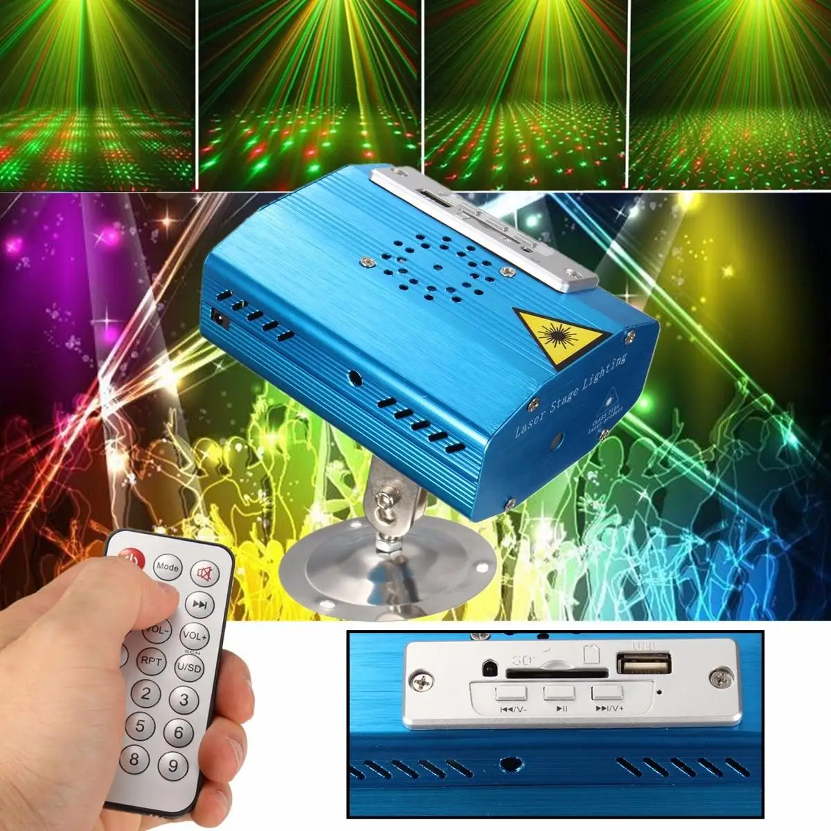 

bluetooth Mini LED Laser Light SD USB Projector Disco Stage Light Lighting Christmas Party DJ Club Disco New Year Decor Lights