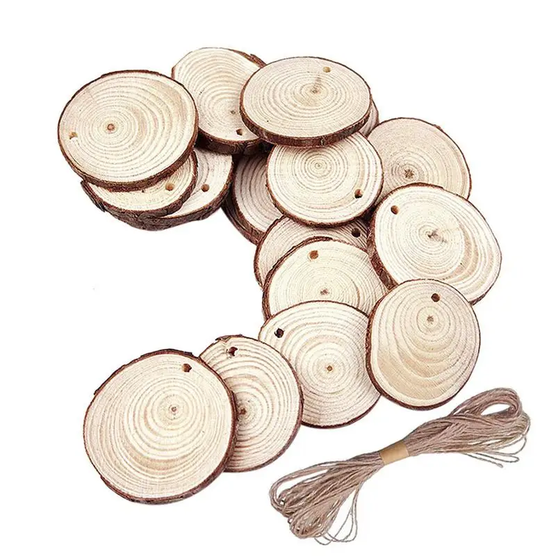 

60 PCS Christmas Ornaments Wood DIY Small Wood Discs Circles Painting Round Small Pine Slices 5-6 cm/6-7 cm