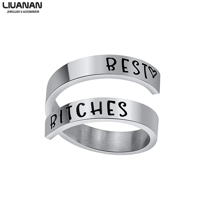 

Best Friend Ring Stainless Steel Spiral Wrap Rings Sisters Best Friends BFF Gifts Personalized Friendship Jewelry US size 9#