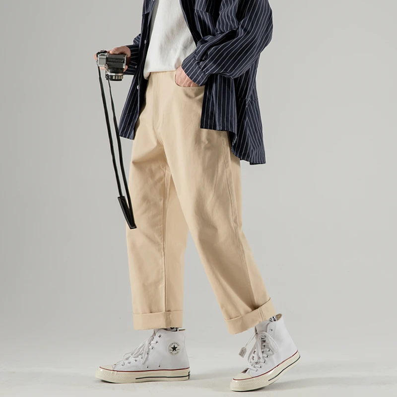 Men's Trousers Summer New Port Wind Solid Color Loose Nine Pants Straight Casual Pants Personality Youth Casual Men's Clothing Men's Trousers Summer New Port Wind Solid Color Loose Nine Pants Straight Casual Pants Personality Youth Casual Men's Clothing