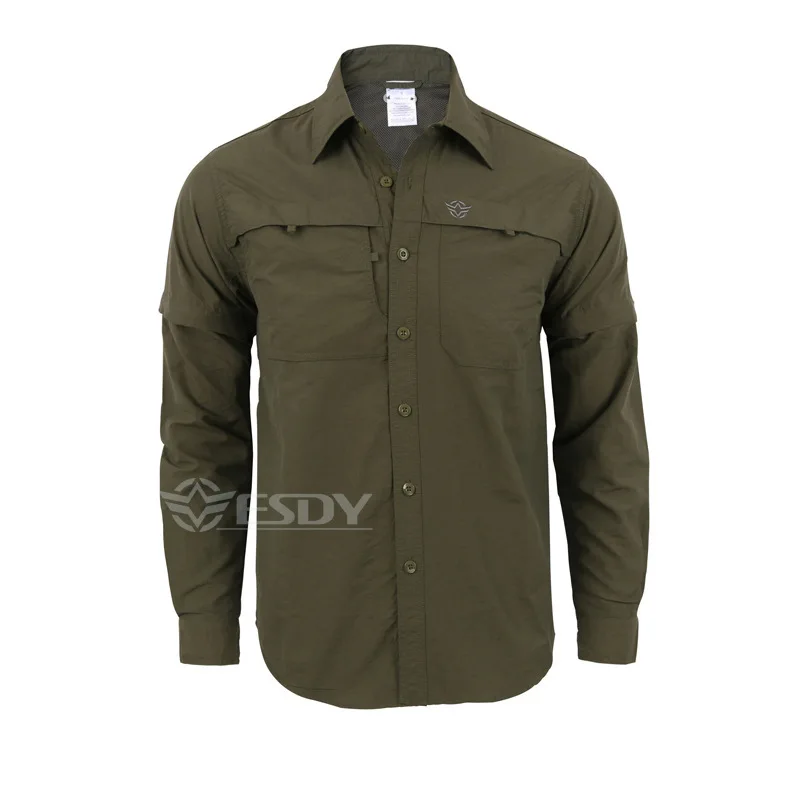 ESDY/летняя рубашка в армейском стиле, быстросохнущие дышащие мужские рубашки с длинным рукавом и отстегивающимися ножками, две части