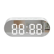 Светодиодный цифровой будильник USB настольные прикроватные часы зеркальный экран современные номера дизайн Повтор яркость