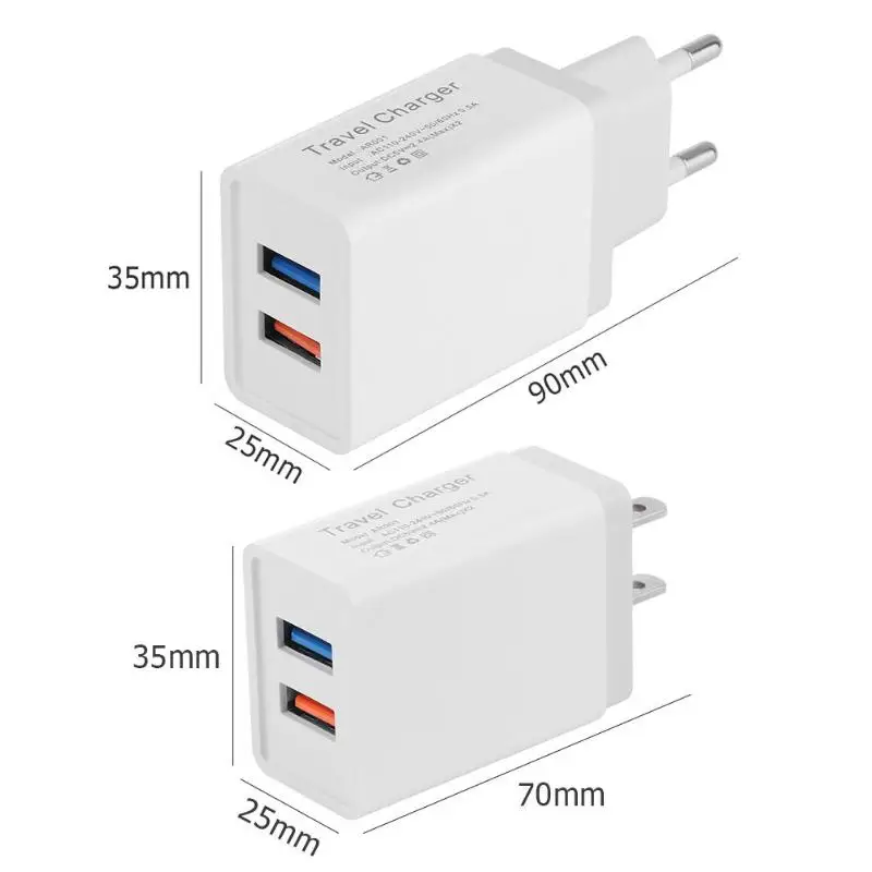 Универсальное двойное зарядное устройство USB, дорожное настенное зарядное устройство, адаптер для iPhone, iPad, samsung, Xiaomi, телефон, планшет, зарядное устройство высокого качества