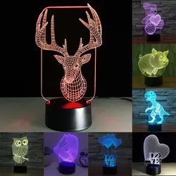 3D иллюсветодио дный Зия Светодиодная лампа Новинка USB лампа RGB 7 цветов Изменение сенсорного животного настольный ночник украшение