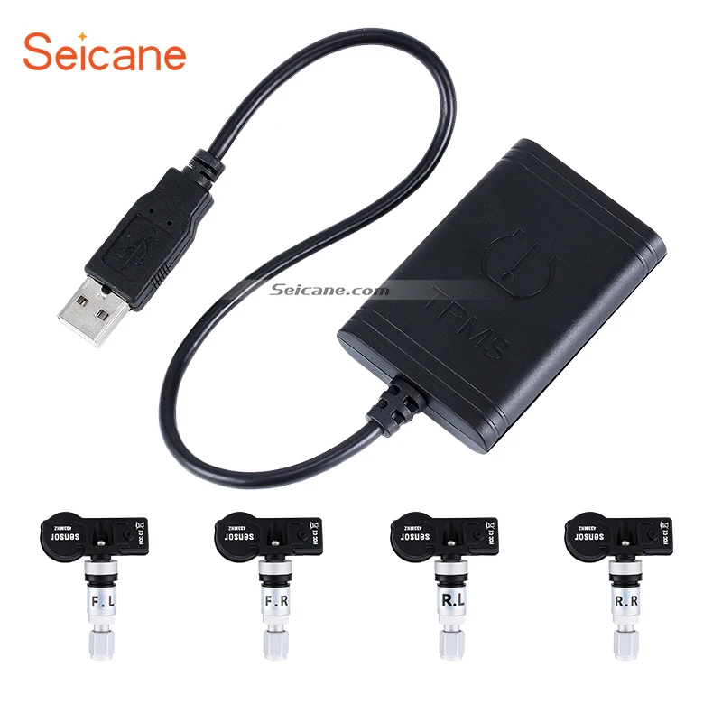 Seicane портативный автомобильный USB TPMS с 4 внутренними датчиками для Aftermarket Android радио контроль давления в шинах Автоматическая сигнализация